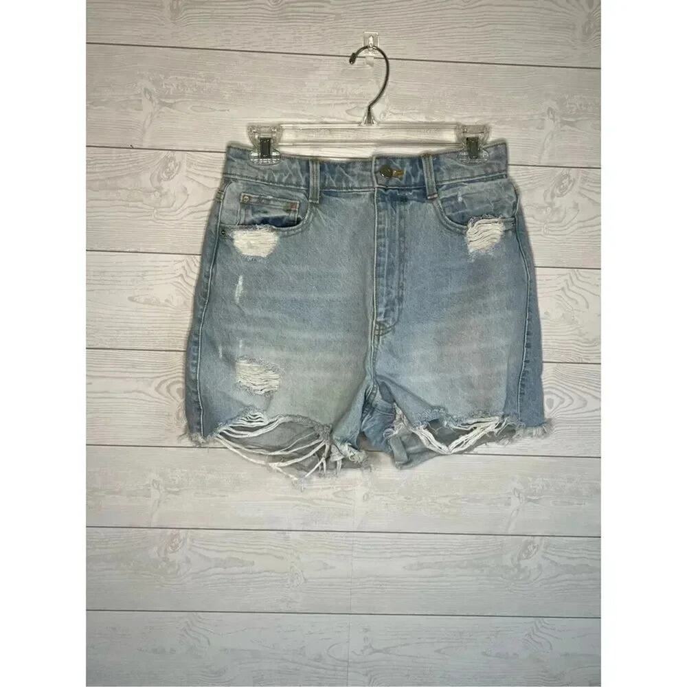 ZARA high waist ripped light wash denim shorts Size 6